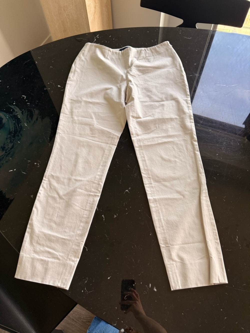 Piazza Sempione Cream Cropped Straight-Leg Pants